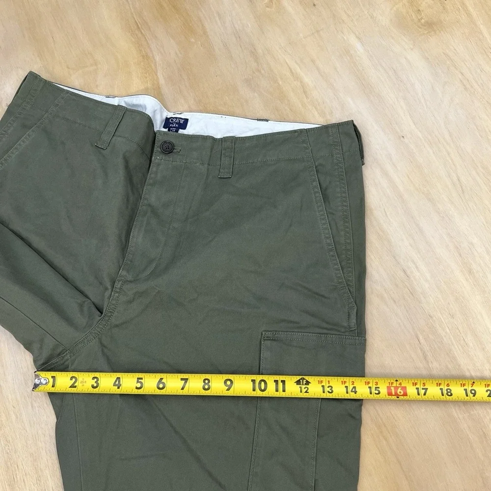 J Crew Flex Military Cargo Pants Mens 38x32 Slim Straight Green Twill Stretch